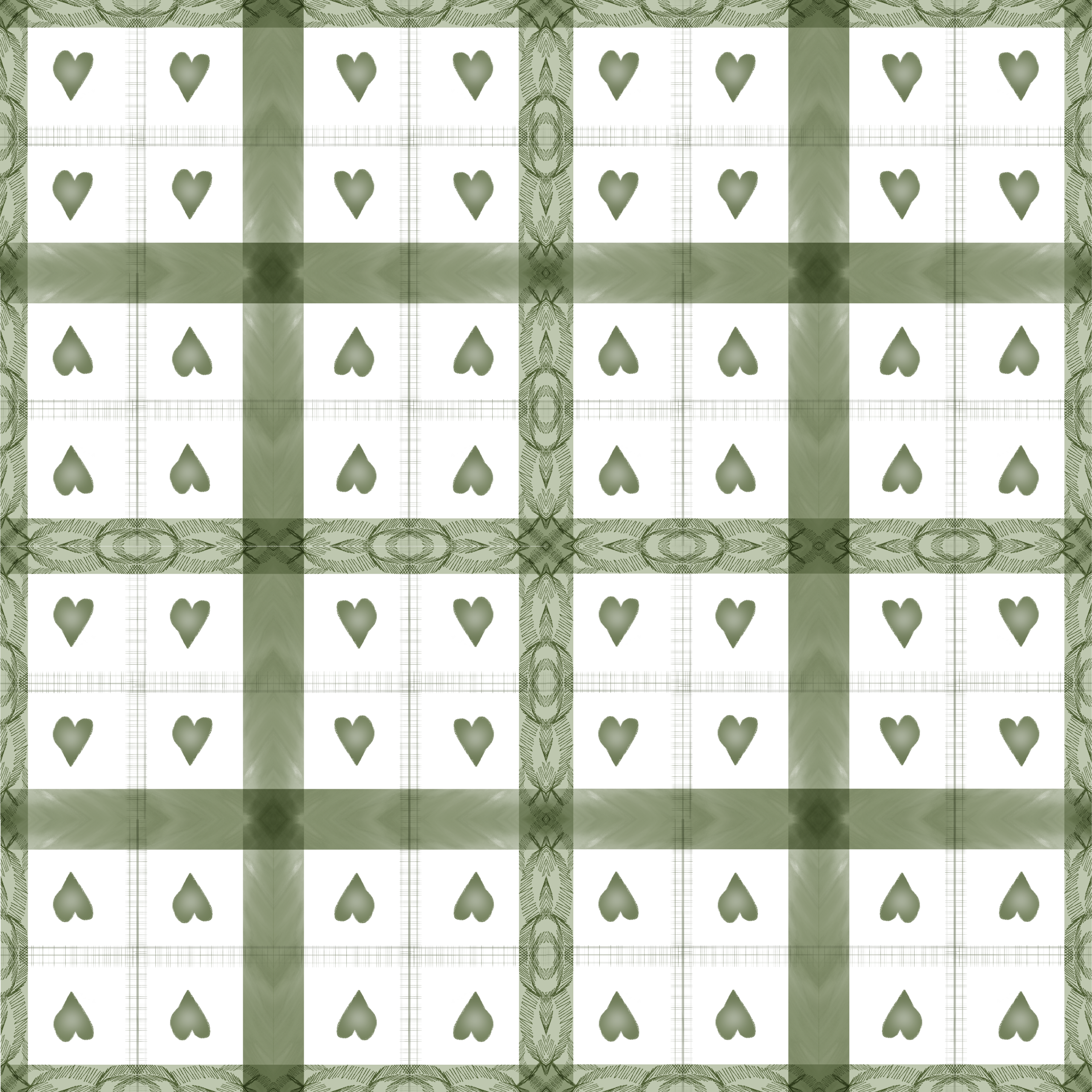 Seamless Sage Heart Plaid